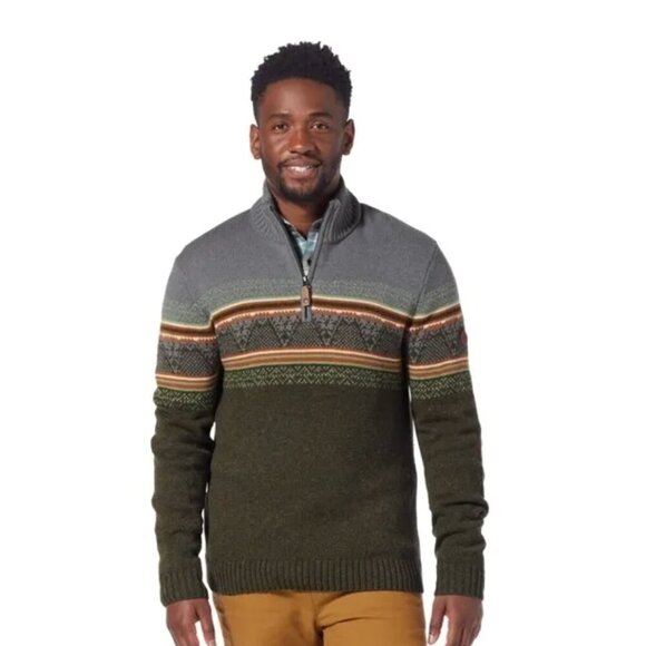 Royal Robbins Olive and Charcoal Zip-Up Merino Wool Sweater NWT - Picture 1 of 11